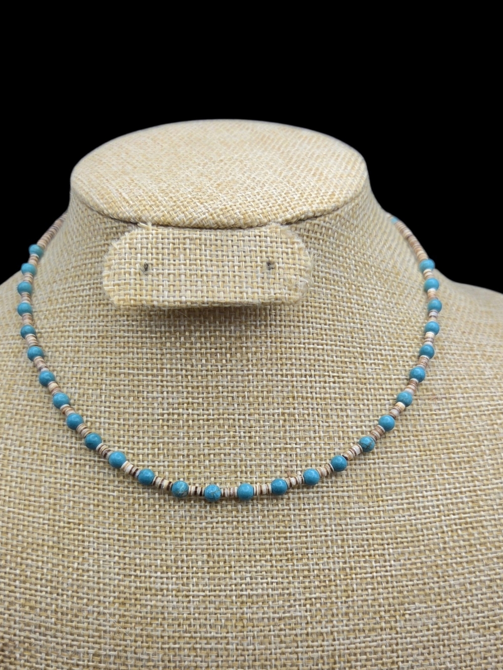 Turquoise Jasper Beaded Choker Necklace - Sterling